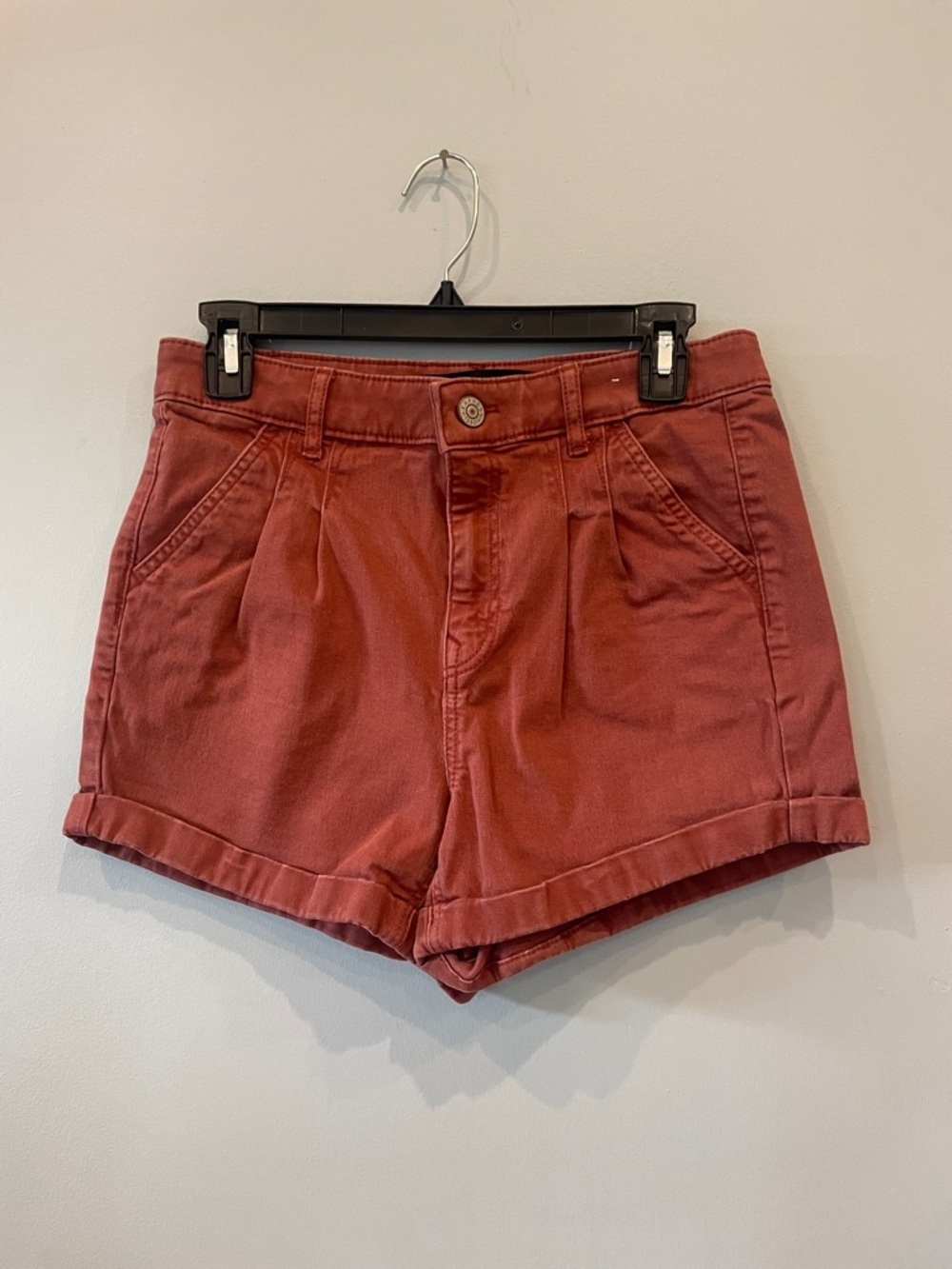 High-Rise Rust Women’s Casual Shorts pleated mom shorts size 4 express